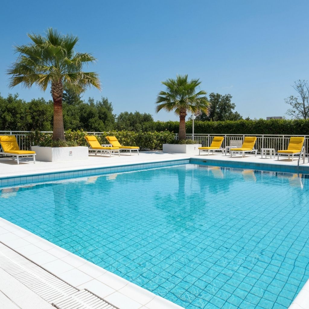 Piscina residencial apos manutencao